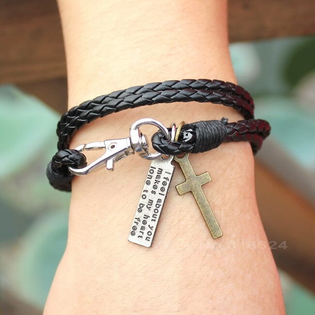 BRAIDED BRACELET IN BROWN LEATHER