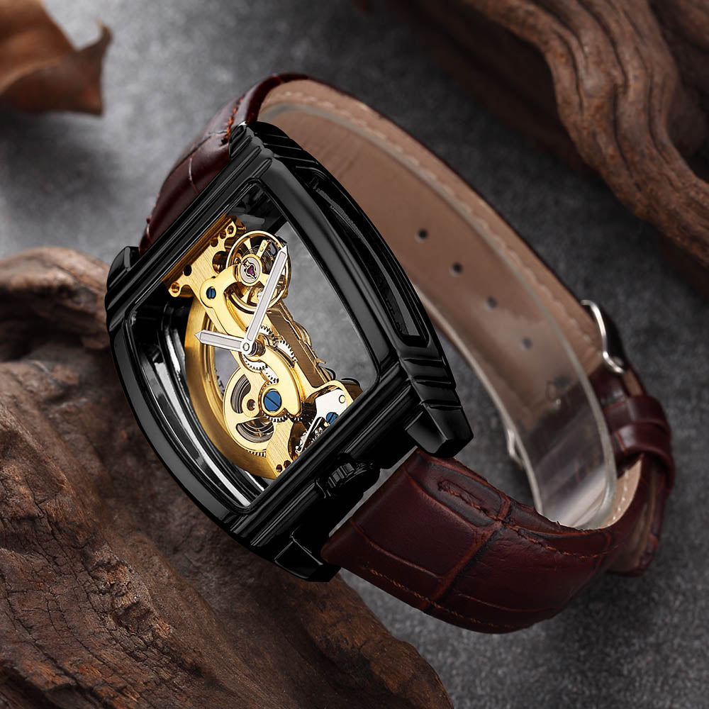 MONTRE MECANIQUE TRANSPARENTE ET AUTOMATIQUE POUR HOMMES - BOSSOUASHOP