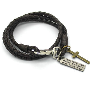 BRAIDED BRACELET IN BROWN LEATHER