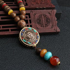 LONG PENDENTIF ET COLLIER PERLÉS EN BOIS DE MALA