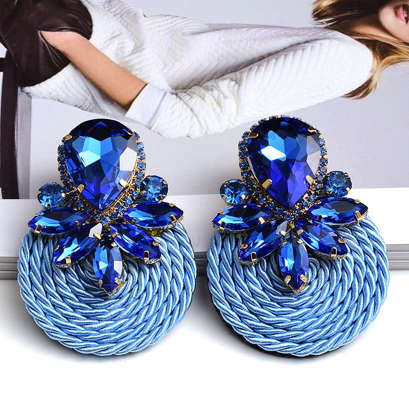 BOUCLES D'OREILLES RONDES EN CRISTAL COLORÉ