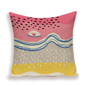 ABSTRACT CUSHION COVER, GEOMETRIC PATTERNS. 