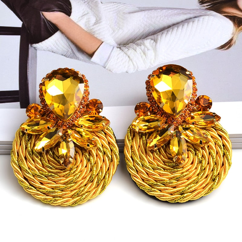 BOUCLES D'OREILLES RONDES EN CRISTAL COLORÉ