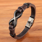 MEN'S STAINLESS STEEL LEATHER BRACELET 