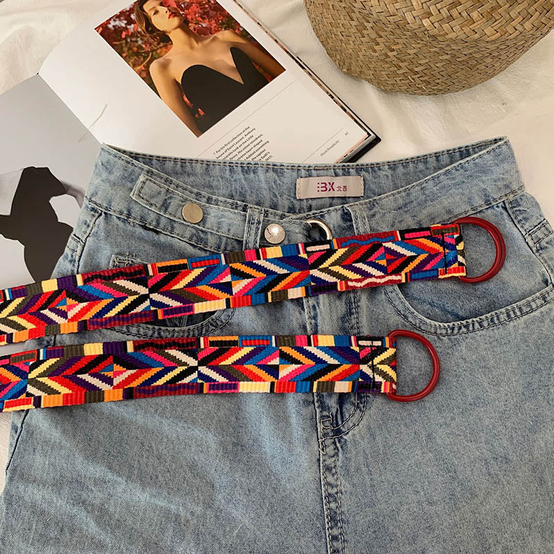 CEINTURE RAYÉE EN TOILE IMPRIMÉE