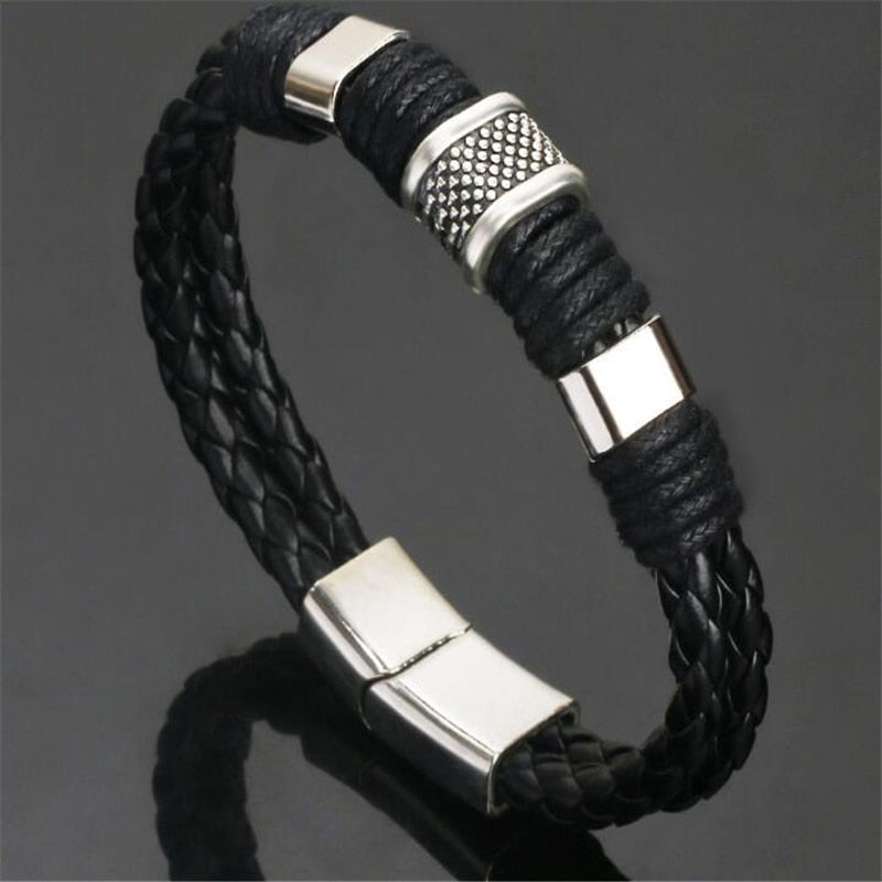 BRACELET TENDANCE EN CUIR VÉRITABLE UNISEXE