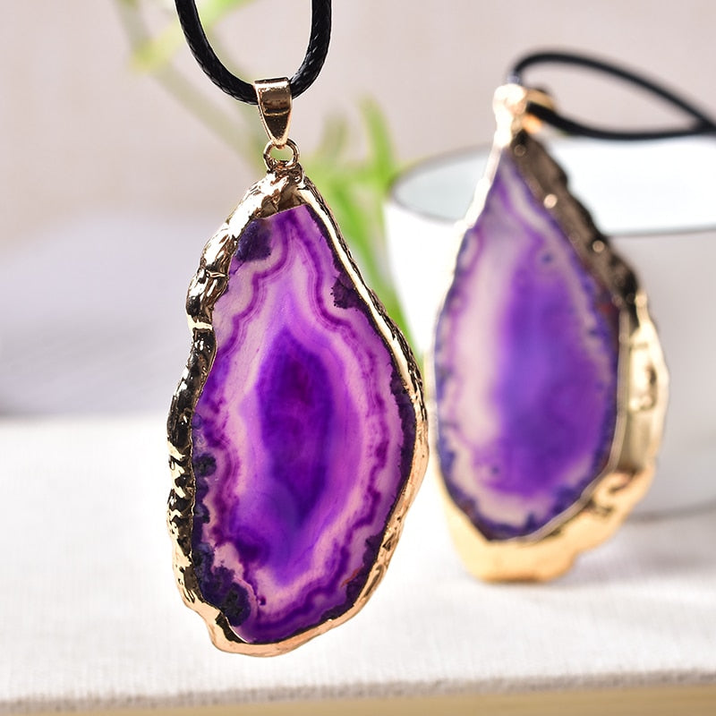 PENDENTIFS EN AGATE DE CRISTAL NATUREL - BOSSOUASHOP