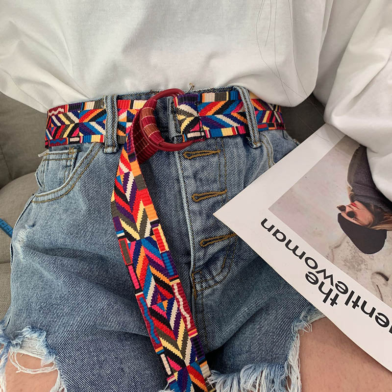 CEINTURE RAYÉE EN TOILE IMPRIMÉE