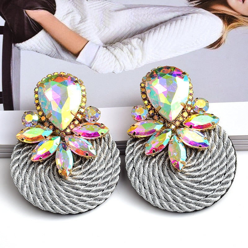BOUCLES D'OREILLES RONDES EN CRISTAL COLORÉ
