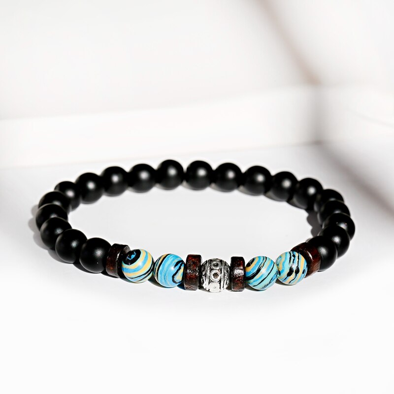 RETRO BLACK AND WHITE STONE BRACELET