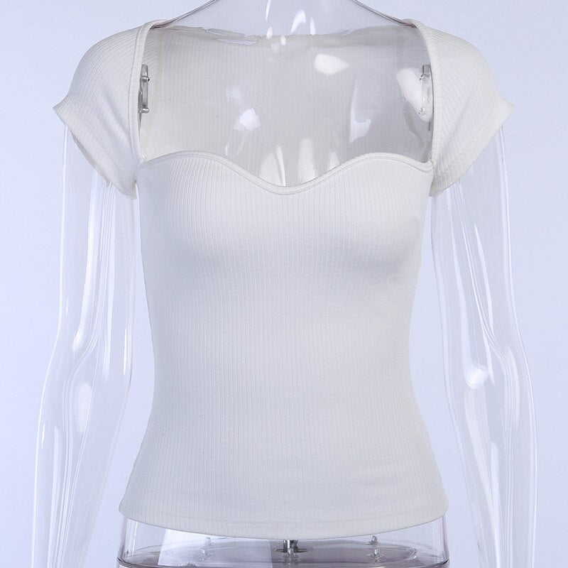 WHITE COTTON SHORT SLEEVE TOP 