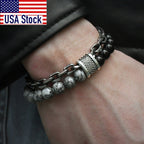 NATURAL MAP STONE BEADED BRACELET