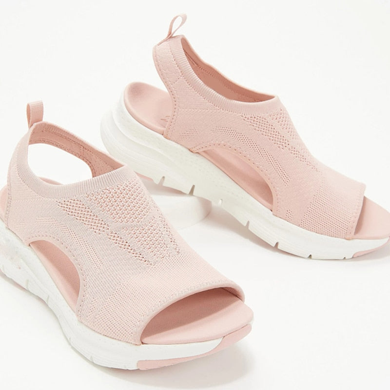 MESH WEDGE SANDALS