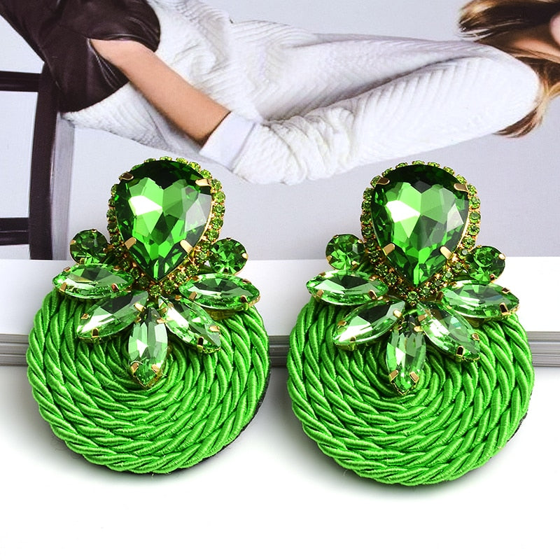 BOUCLES D'OREILLES RONDES EN CRISTAL COLORÉ
