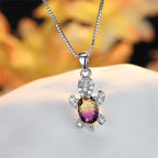 COLLIER DE TORTUE EN PIERRE ARC-EN-CIEL