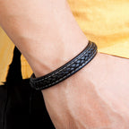 BRACELET EN CUIR TRESSÉ POUR HOMMES