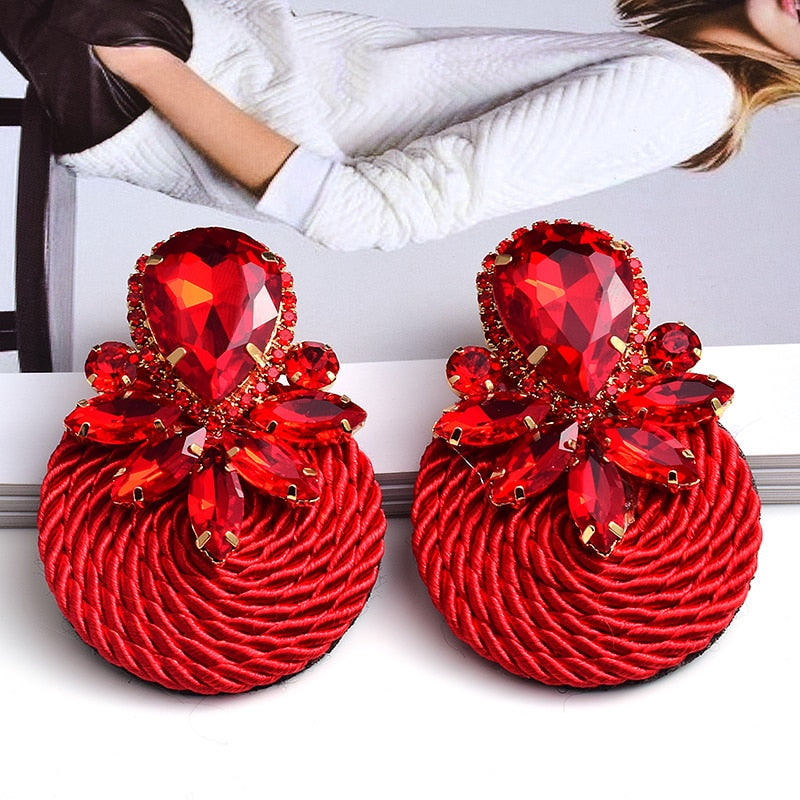 BOUCLES D'OREILLES RONDES EN CRISTAL COLORÉ