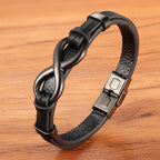 MEN'S STAINLESS STEEL LEATHER BRACELET 