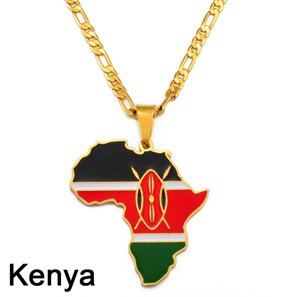 PENDENTIF A MOTIF DE CARTE D'AFRIQUE - BOSSOUASHOP