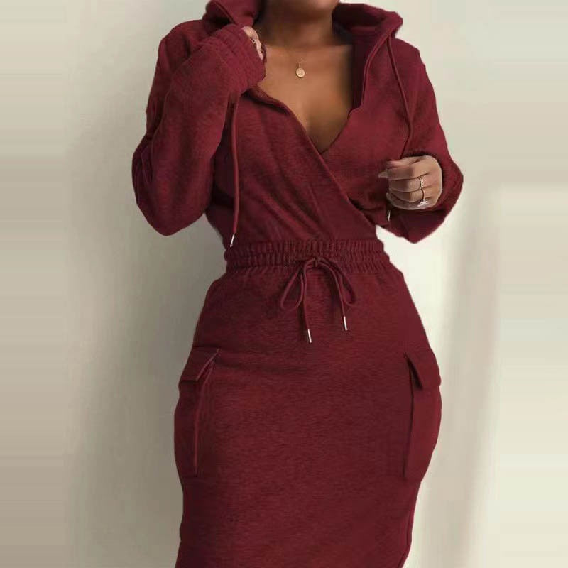 ROBE A CAPUCHE  AVEC CORDAGE DE SERRAGE - BOSSOUASHOP