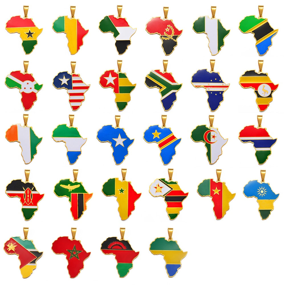 PENDENTIF A MOTIF DE CARTE D'AFRIQUE - BOSSOUASHOP