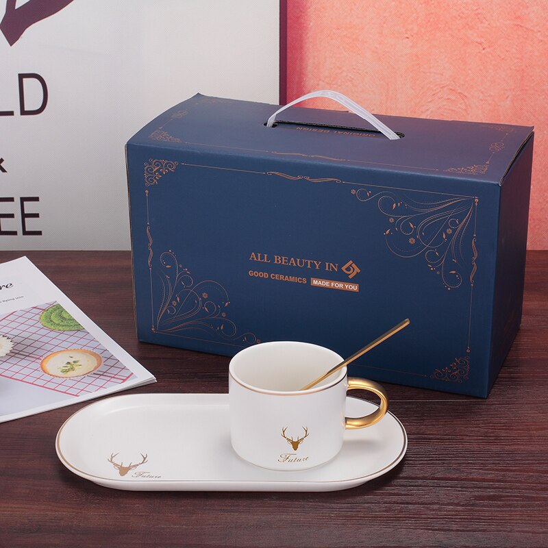 COFFEE CUPS AND SAUCERS SET WITH GIFT BOX