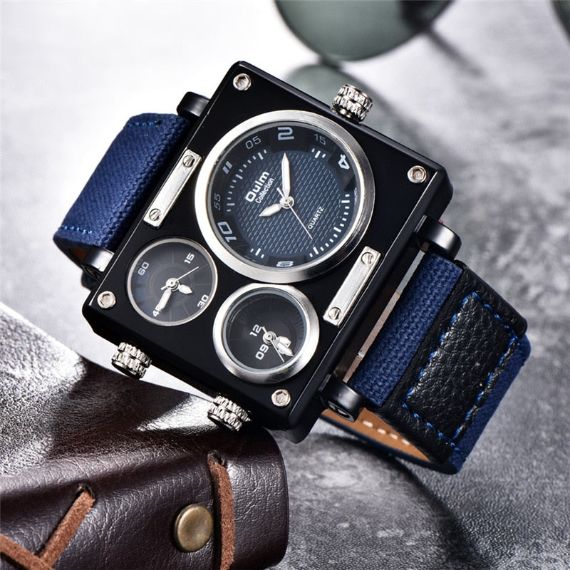 MONTRE SPORT  À QUARTZ AVEC BRACELET EN TOILE POUR HOMMES
