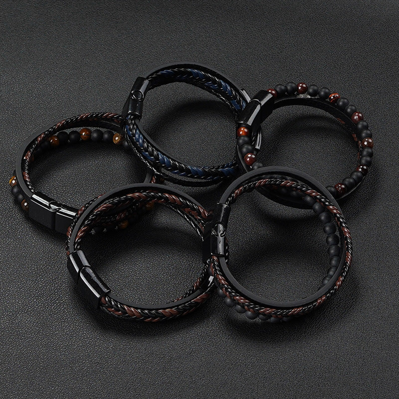 HANDMADE KNITTED LEATHER BRACELET