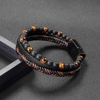HANDMADE KNITTED LEATHER BRACELET