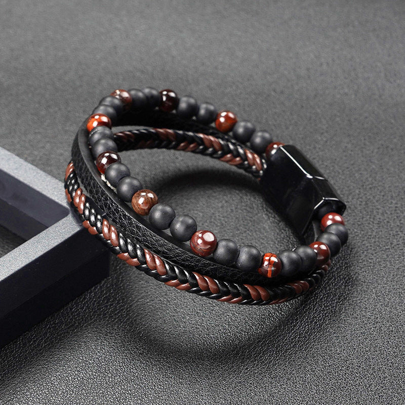 HANDMADE KNITTED LEATHER BRACELET