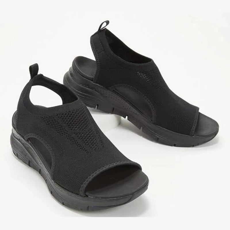 MESH WEDGE SANDALS