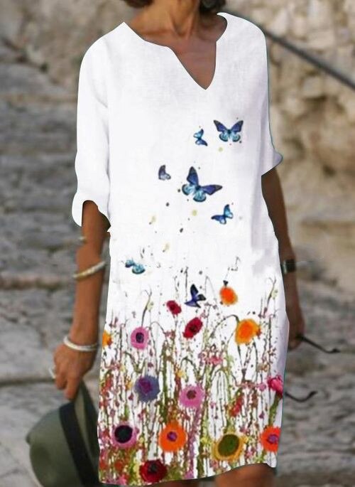 ROBE DECONTRACTEE COL EN V