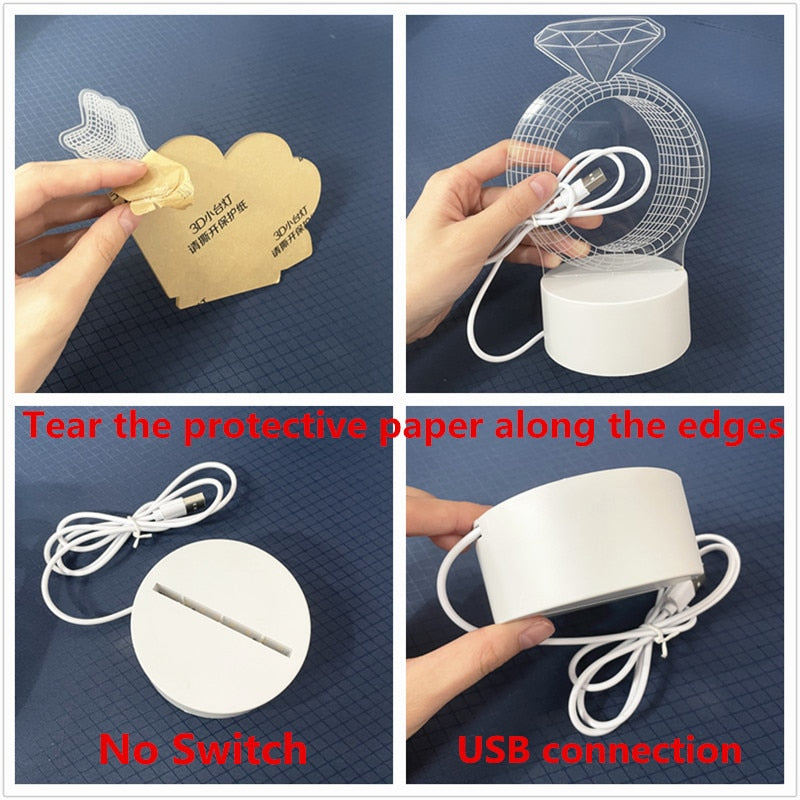LAMPE NÉON 3D LED USB EN ACRYLIQUE