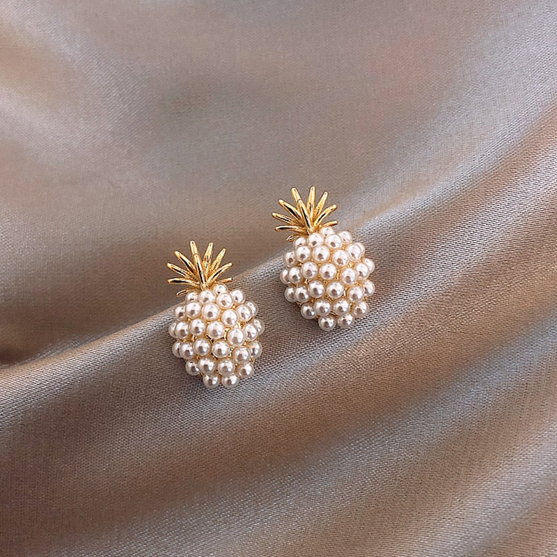 BOUCLES D'OREILLES RETRO EN PERLES D'ANANAS