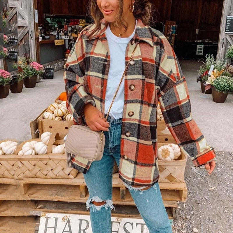 LONG CHECKED JACKET 