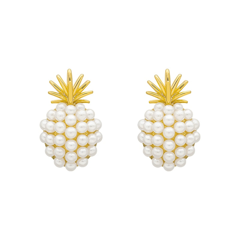 BOUCLES D'OREILLES RETRO EN PERLES D'ANANAS