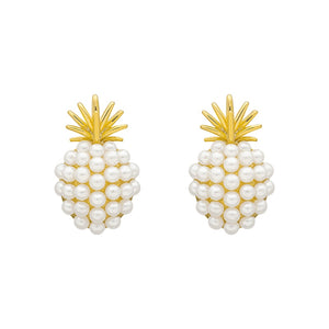 BOUCLES D'OREILLES RETRO EN PERLES D'ANANAS