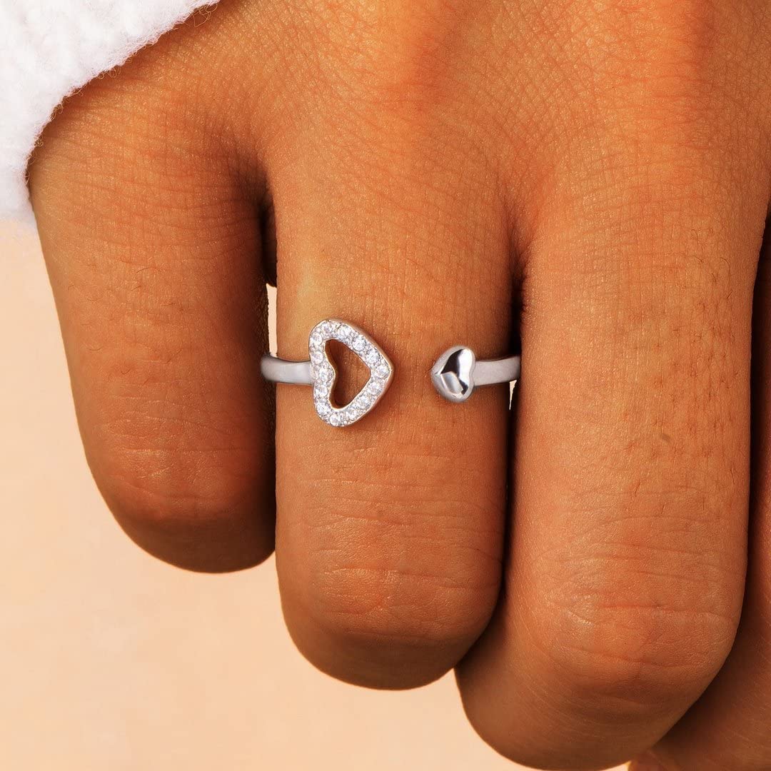 OPEN DOUBLE HEART RING 