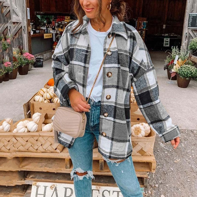 LONG CHECKED JACKET 