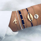 SET OF 4 CHAIN ​​BRACELETS WITH STONE BEADS 