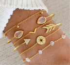 SET OF 4 CHAIN ​​BRACELETS WITH STONE BEADS 