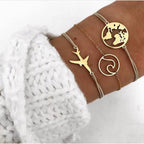 SET OF 4 CHAIN ​​BRACELETS WITH STONE BEADS 