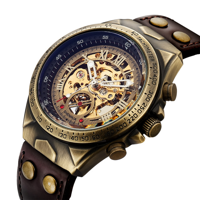 MONTRE MECANIQUE AVEC BRACELET EN CUIR