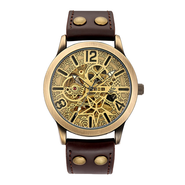 MONTRE MECANIQUE AVEC BRACELET EN CUIR