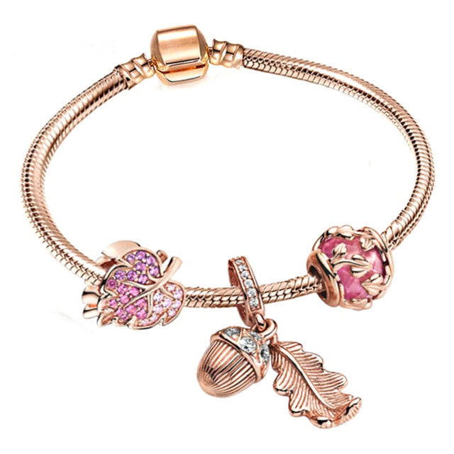 BRACELET A BRELOQUES OR ROSE - BOSSOUASHOP