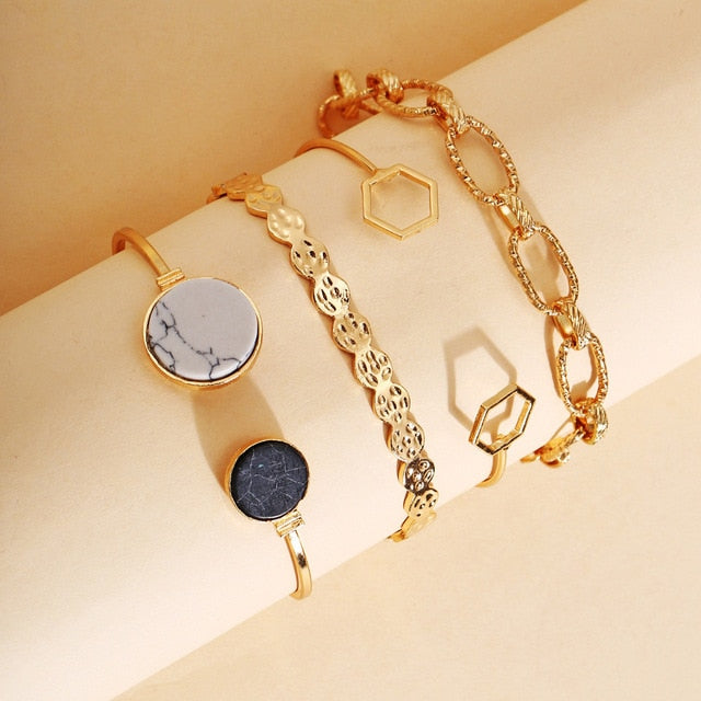 ENSEMBLE DE BRACELETS A FORMES GEOMETRIQUES STYLE BOHEME - BOSSOUASHOP