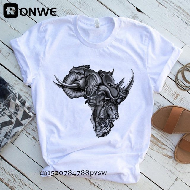 T-SHIRT BLANC IMPRIMÉ - BOSSOUASHOP