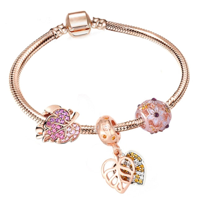 BRACELET A BRELOQUES OR ROSE - BOSSOUASHOP