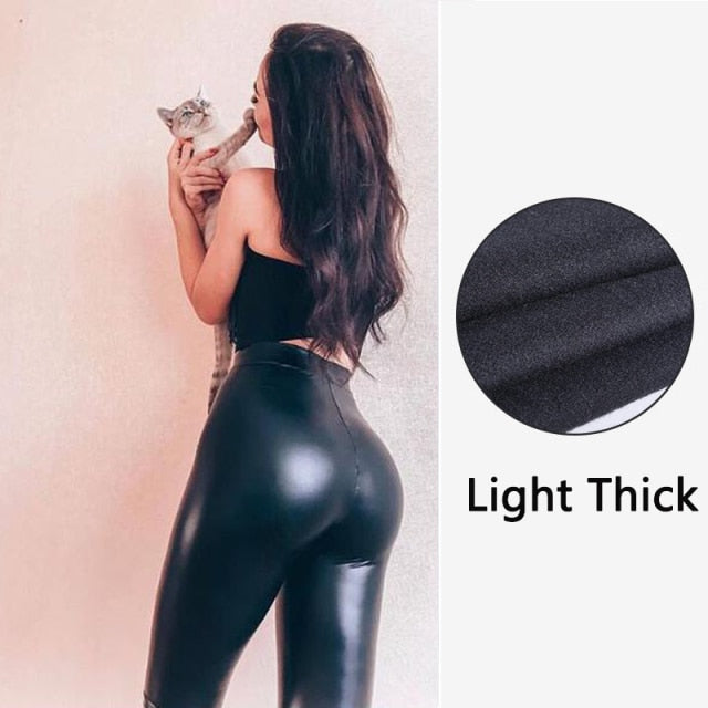 LEGGINGS TAILLE HAUTE EN CUIR - BOSSOUASHOP