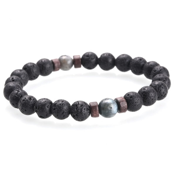 BRACELET EN PIERRE DE LUNE NATURELLE POUR HOMMES - BOSSOUASHOP